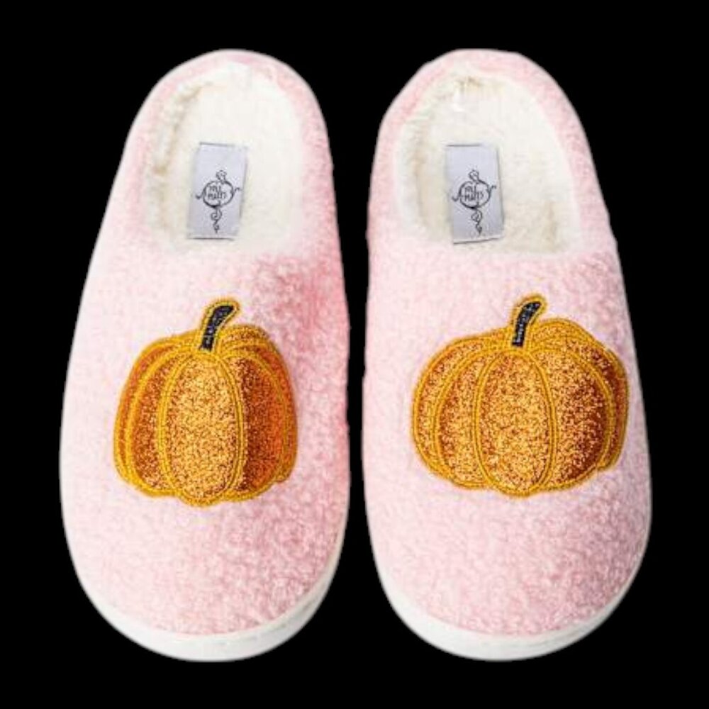 Women’s Halloween Pink Slippers Size 8 | Cozy Pumpkin House Shoes – Brand New